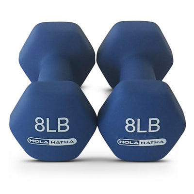 HolaHatha Dumbbell Weight Set w/ 3, 5 & 8 LB Hand Weights & Storage Rack (Used) - VMInnovations