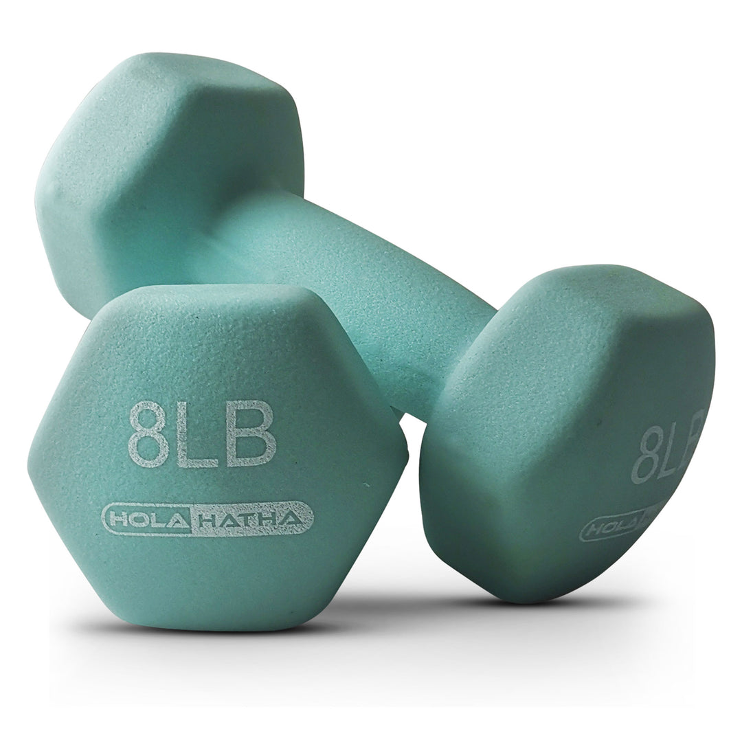 HolaHatha Weight Set w/ 3, 5 & 8 LB Hand Weights & Storage Rack (Open Box)