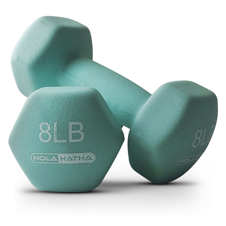 HolaHatha Weight Set w/ 3, 5 & 8 LB Hand Weights & Storage Rack (Open Box)