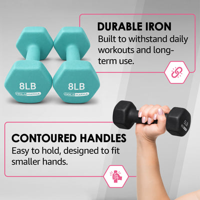 HolaHatha Weight Set w/ 3, 5 & 8 LB Hand Weights & Storage Rack (Open Box) - VMInnovations