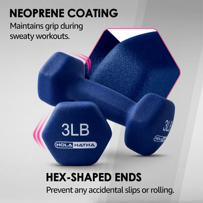 HolaHatha Weight Set w/ 3, 5 & 8 LB Hand Weights & Storage Rack (Open Box) - VMInnovations