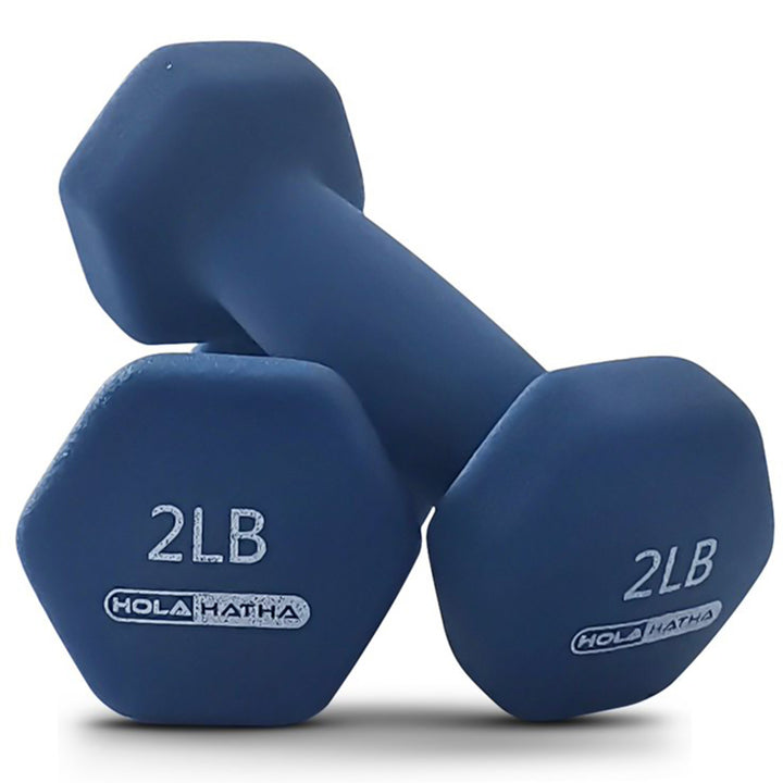 HolaHatha Neoprene Dumbbell Free Hand Weight Set w/ Rack (Open Box)