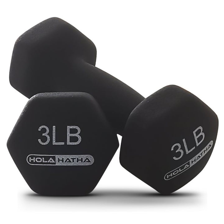 HolaHatha Neoprene Dumbbell Free Hand Weight Set w/ Rack (Open Box)