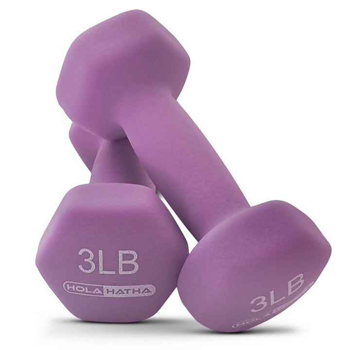 HolaHatha 2, 3, 5, 8, & 10 lb Neoprene Dumbbell Free Weight Set w/ Rack, Pastel