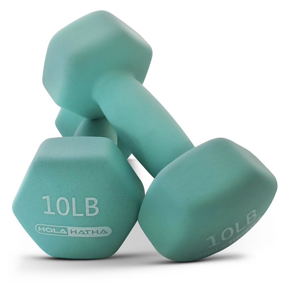 HolaHatha 2, 3, 5, 8, & 10 lb Neoprene Dumbbell Free Weight Set w/ Rack, Pastel