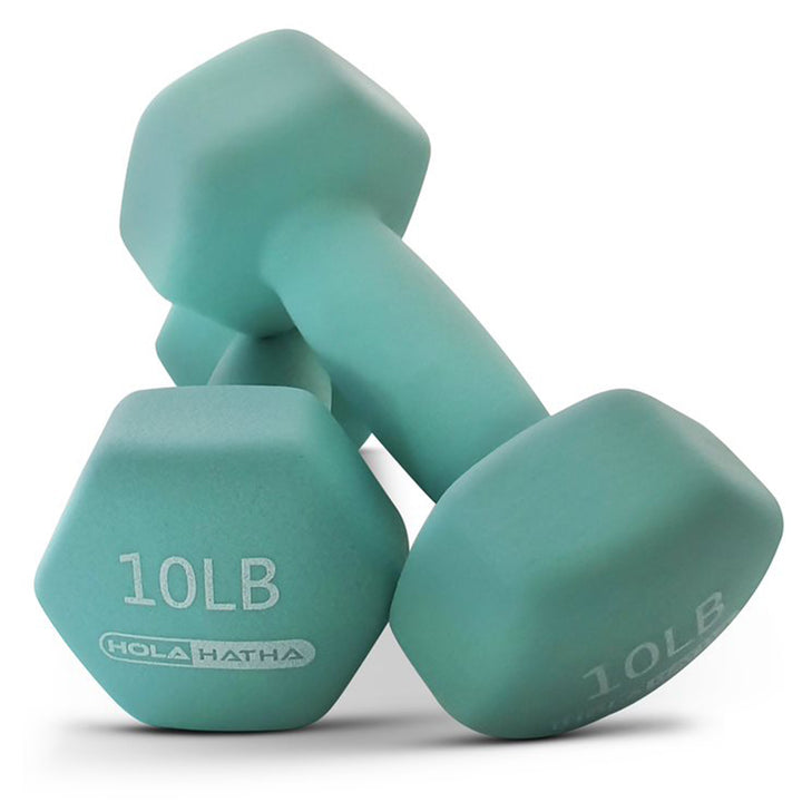 HolaHatha 2, 3, 5, 8, 10 Lb Neoprene Dumbbell Free Weight Set w/ Rack (Open Box) - VMInnovations