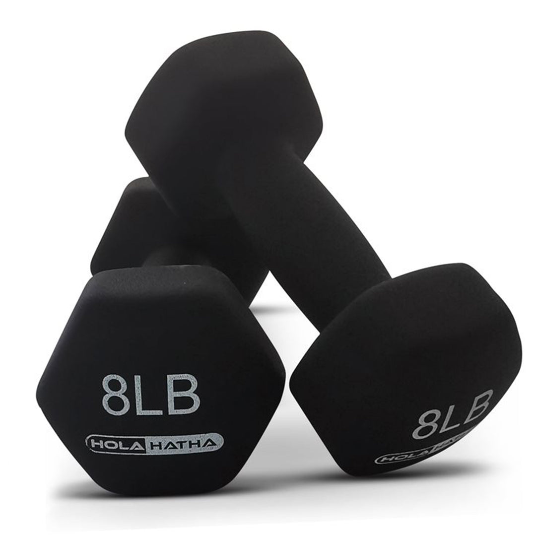 HolaHatha 2, 3, 5, 8, & 10 Lb Neoprene Dumbbell Free Weight Set w/ Rack (Used) - VMInnovations