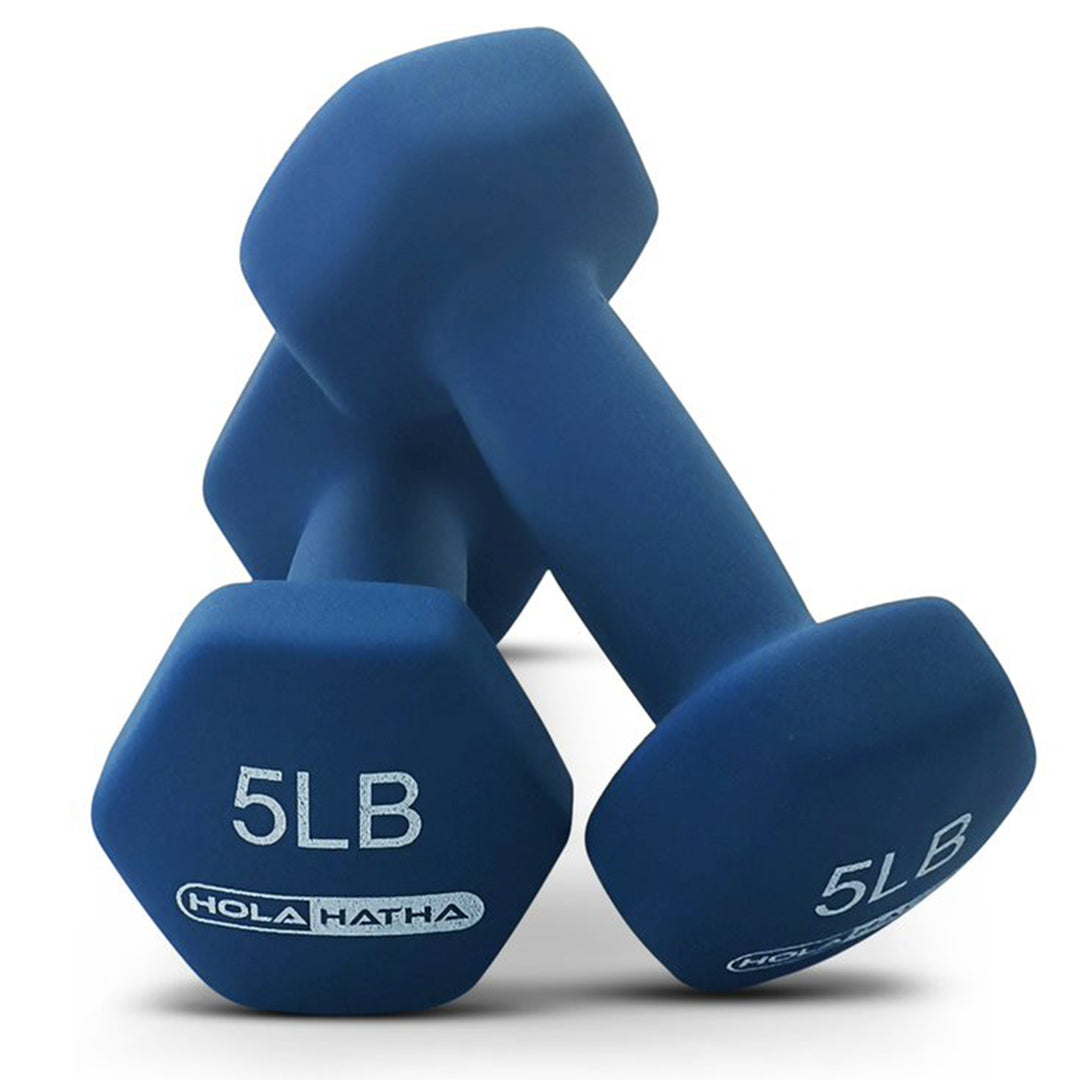 HolaHatha 2, 3, 5, 8, 10 Lb Neoprene Dumbbell Free Weight Set w/ Rack (Open Box) - VMInnovations