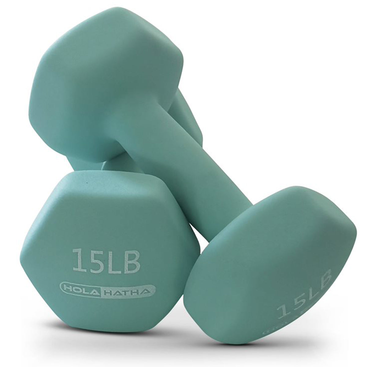 HolaHatha 5, 10, and 15 LB Neoprene Dumbbell Weight Set w/ Rack (Open Box)