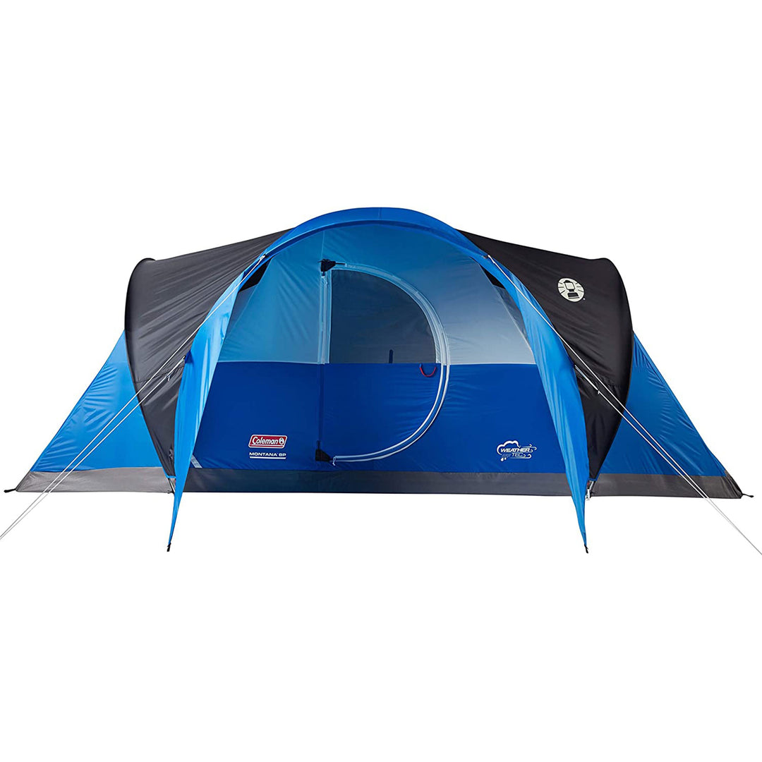 Coleman Montana Spacious 8 Person Cabin Camping Tent with Hinged Door, Blue