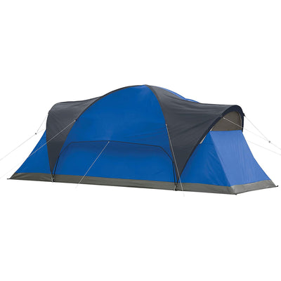 Spacious 8 Person Cabin Camping Tent with Hinged Door, Blue (Used)