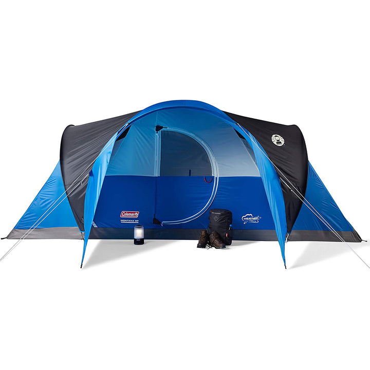 Coleman Montana Spacious 8 Person Cabin Camping Tent with Hinged Door, Blue