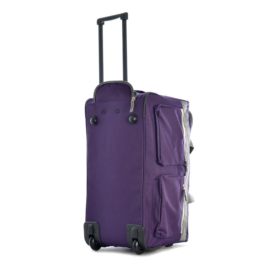 Olympia 29 Inch 8 Pocket U Shape Rolling Duffel Bag with Handle, Dark Lavender