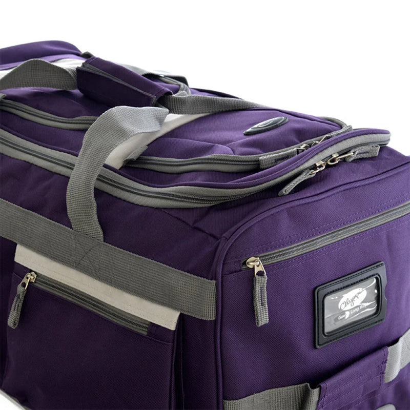 Olympia 29 Inch 8 Pocket U Shape Rolling Duffel Bag with Handle, Dark Lavender