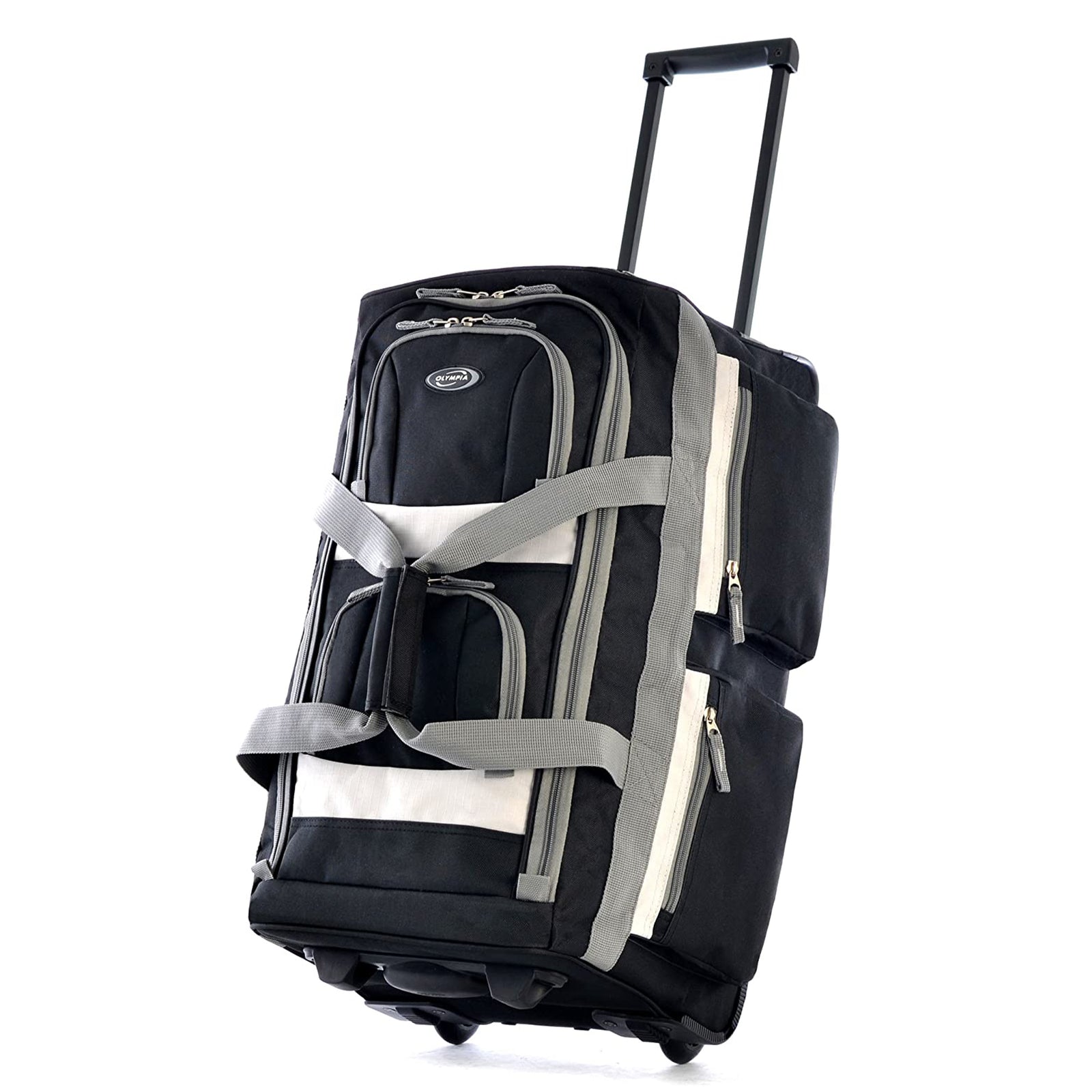 Olympia 29 Inch 8 Pockets U Shaped Rolling Duffel Bag Case with Handle, Black - VMInnovations