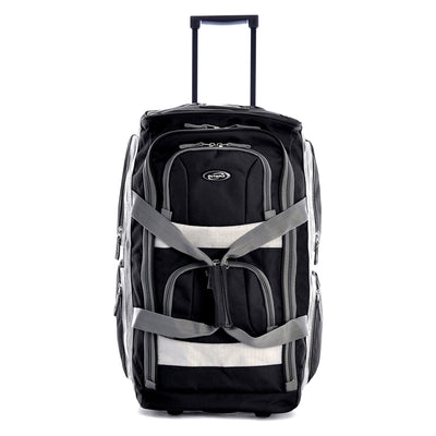 29 Inch 8 Pockets U Shaped Rolling Duffel Bag Case with Handle, Black (Used) - VMInnovations