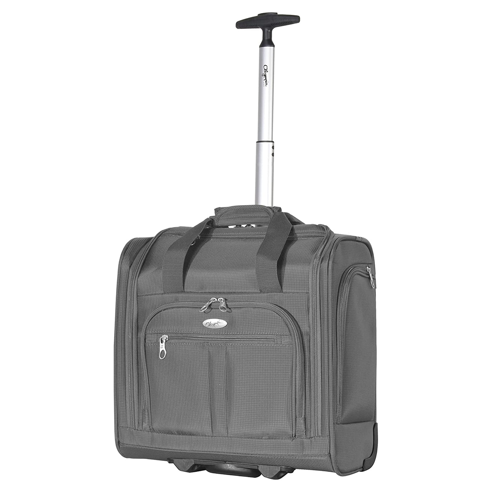 Olympia Lansing Nylon Wheeled Carry On Suitcase w/Divider, Gray - VMInnovations