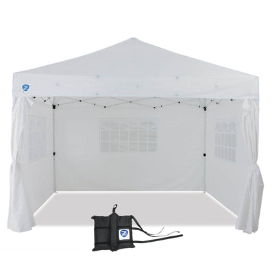 Z-Shade Venture 12 x 10 Ft Pop Up Canopy Tent and Wrap Around Weight Bags, White