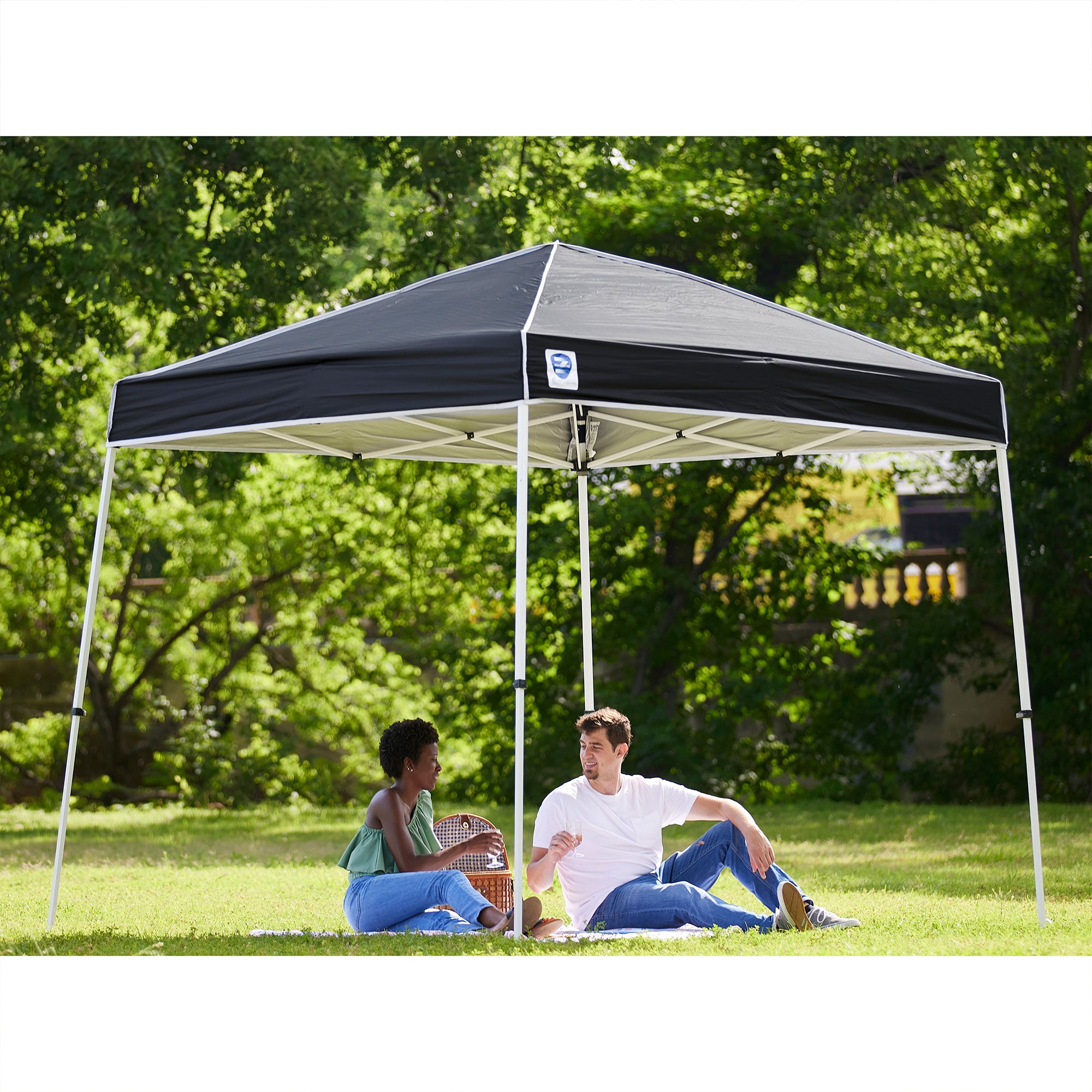 Z-Shade 10 x 10 Ft Angled Leg Tent w/ a 4 Pack of Heavy Duty Weight Bags, Black