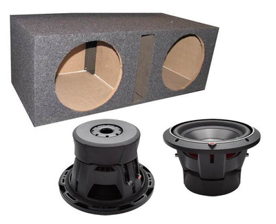 2) ROCKFORD FOSGATE P3D2-10 10" 1000 Watt 2-Ohm Car Audio Subwoofers + Sub Box