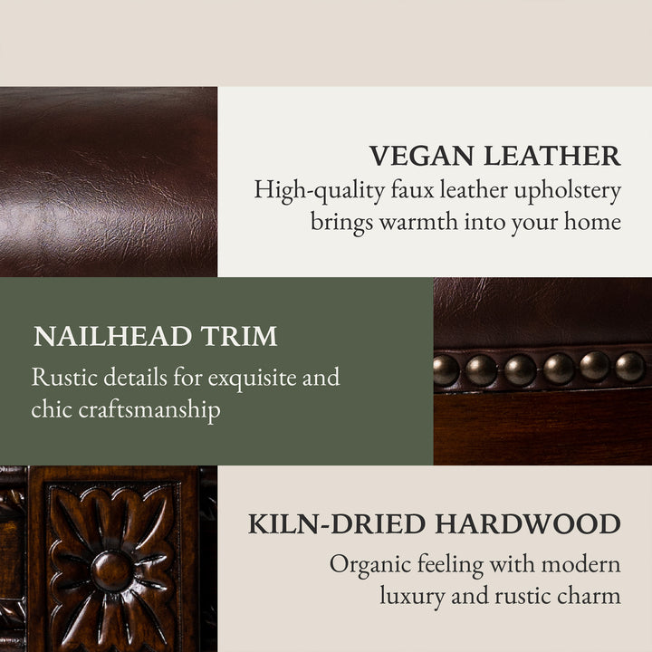 Maven Lane Carved 25" H Seat Swivel Bar Stool w/Nailhead Trim (Used) (2 Pack) - VMInnovations