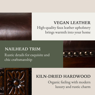 Maven Lane Carved 25" H Seat Swivel Bar Stool w/Nailhead Trim (Used) (2 Pack) - VMInnovations