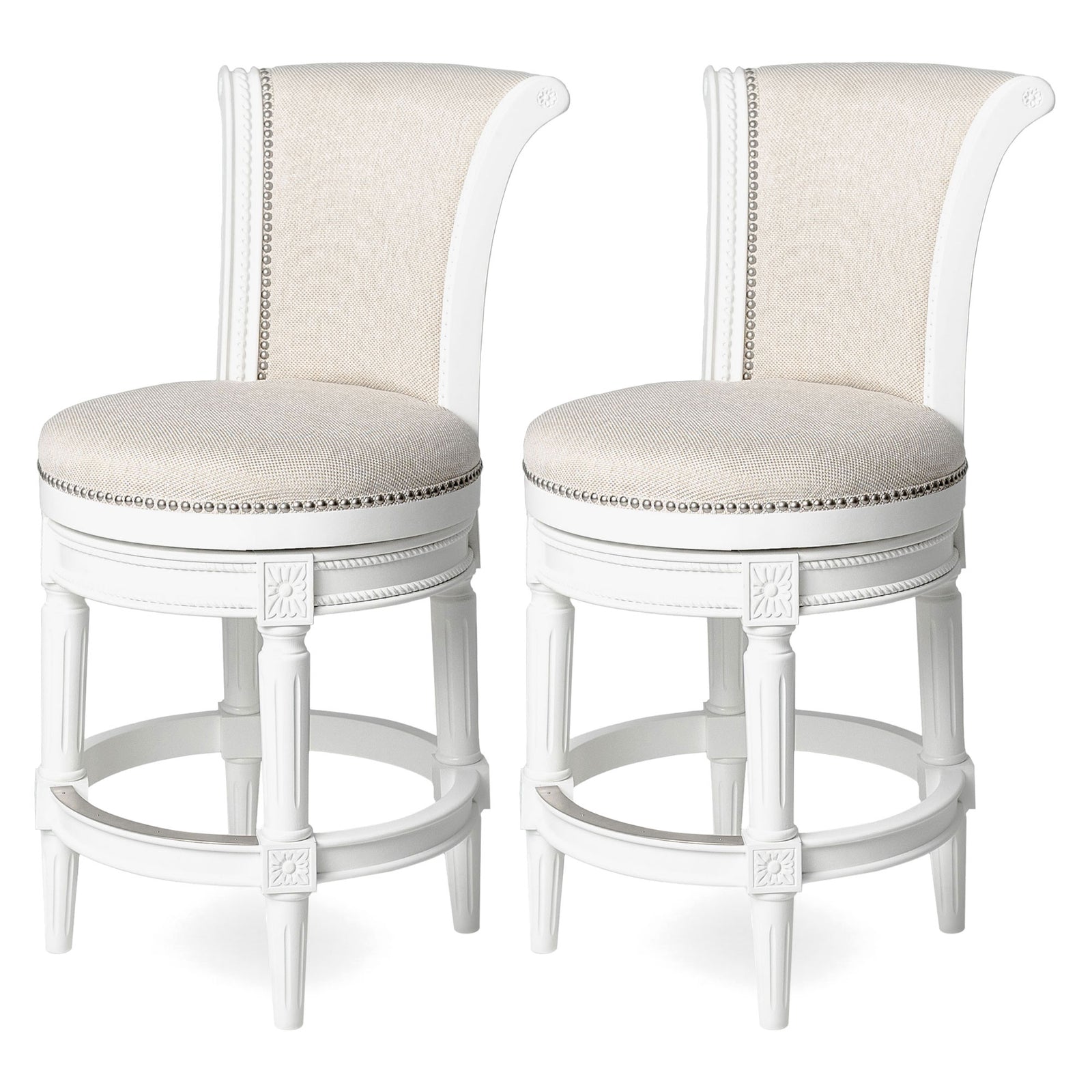 Maven Lane Pullman Stool, Alabaster White, Counter Height (Open Box) (2 Pack) - VMInnovations