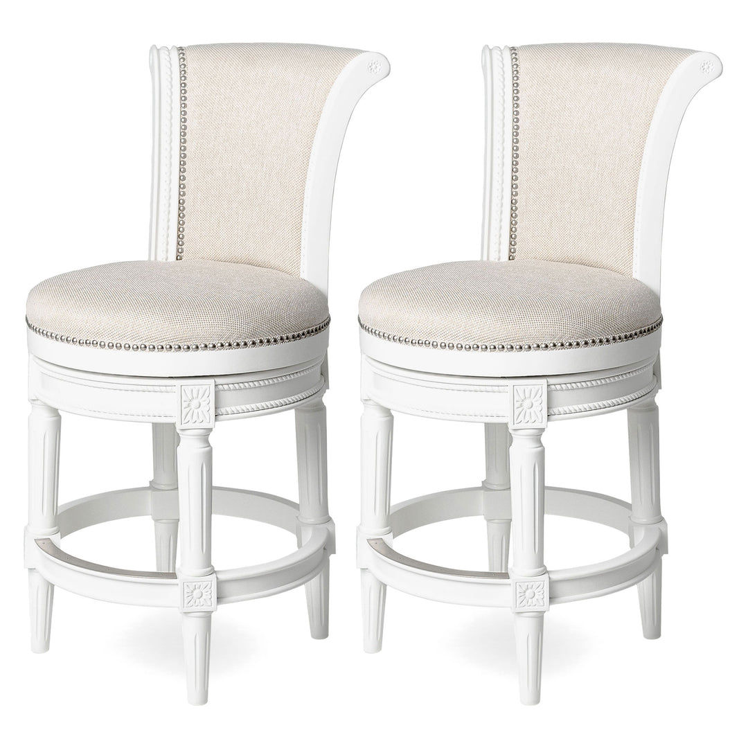 Maven Lane Pullman High-Back Swivel Counter Stool, Alabaster White(Used)(2 Pack) - VMInnovations