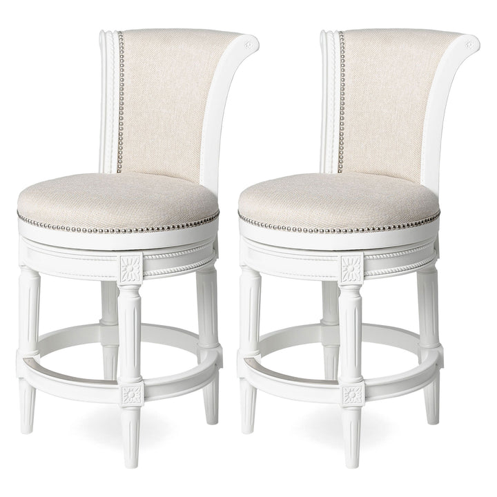 Maven Lane Pullman High-Back Swivel Counter Stool, Alabaster White(Used)(2 Pack) - VMInnovations