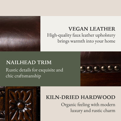 Maven Lane Carved 30" H Seat Swivel Bar Stool w/Nailhead Trim (Used) (2 Pack) - VMInnovations