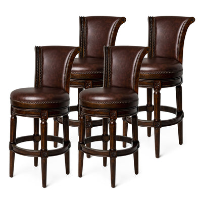 Maven Lane Carved 30" H Seat Swivel Bar Stool w/Nailhead Trim (Used) (4 Pack)