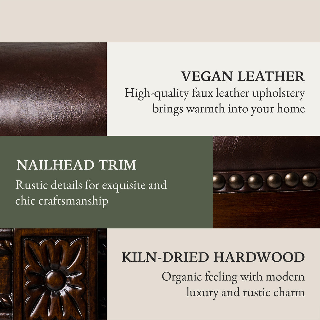 Maven Lane Carved 30" H Seat Swivel Bar Stool w/Nailhead Trim (Used) (4 Pack) - VMInnovations