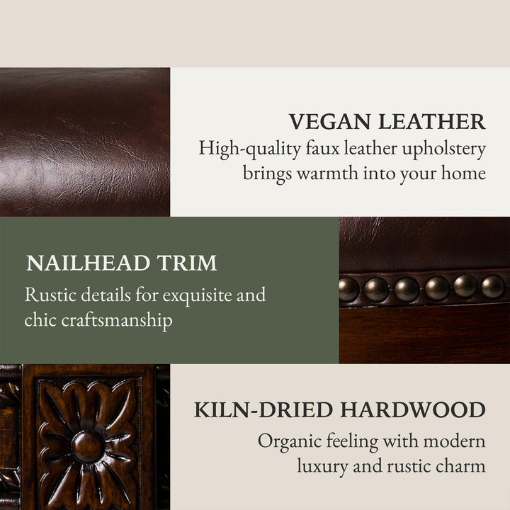 Maven Lane Carved 30" H Seat Swivel Bar Stool w/Nailhead Trim (Used) (4 Pack) - VMInnovations