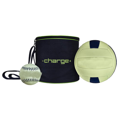 Chargeball Glow In The Dark Volleyball PRO Kit w/ Bag & 12 Inch Softball, 2 Pack - VMInnovations