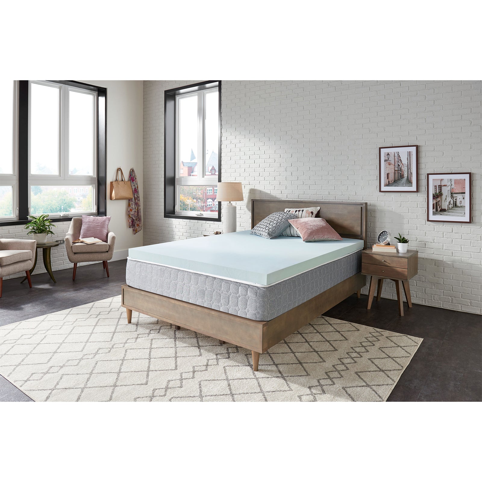 Blue Swirl TrueForm 2 In Support Gel Memory Foam Mattress Topper, King(Open Box) - VMInnovations