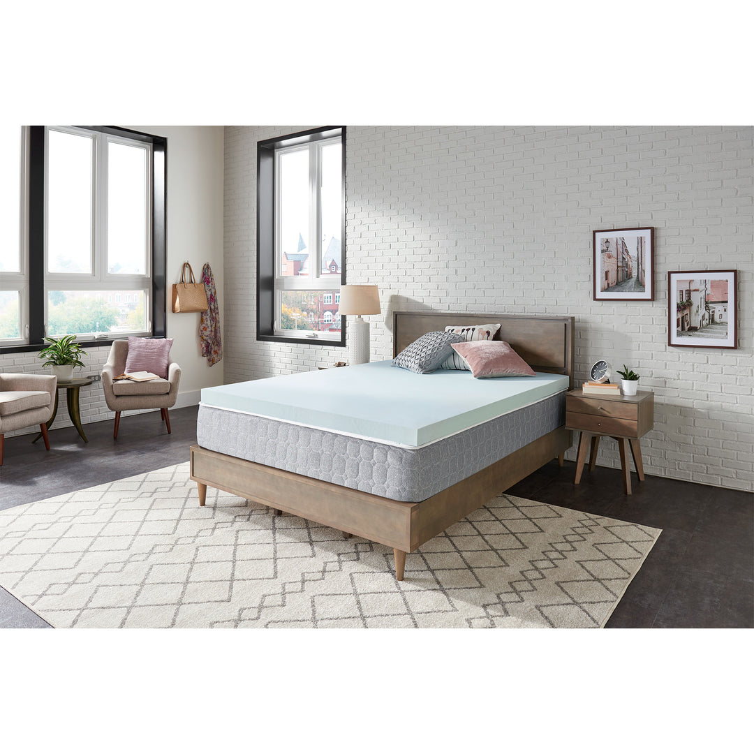 Sealy 3 in Blue Swirl TrueForm Memory Foam Gel Infused Mattress Topper(Open Box)