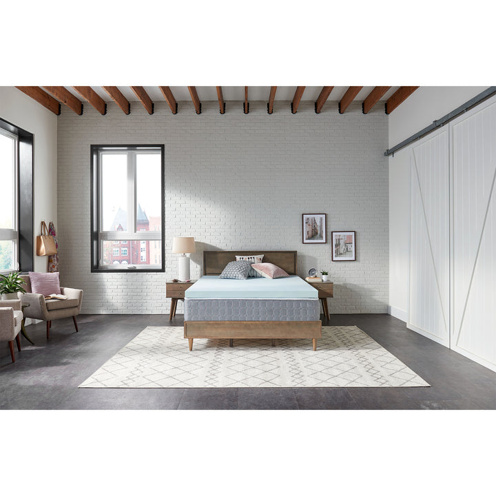 Sealy 3 in Blue Swirl TrueForm Memory Foam Gel Infused Mattress Topper(Open Box)