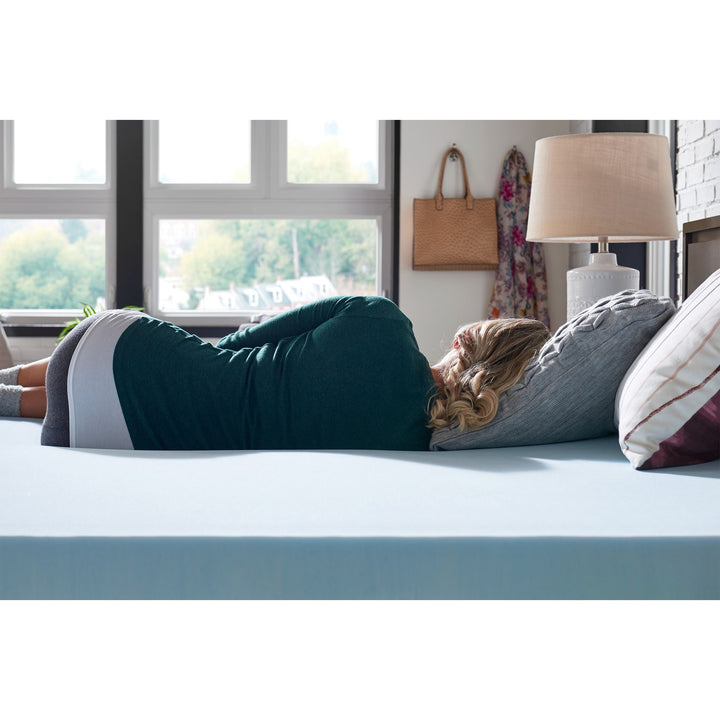 Sealy 3 in Blue Swirl TrueForm Memory Foam Gel Infused Mattress Topper(Open Box)