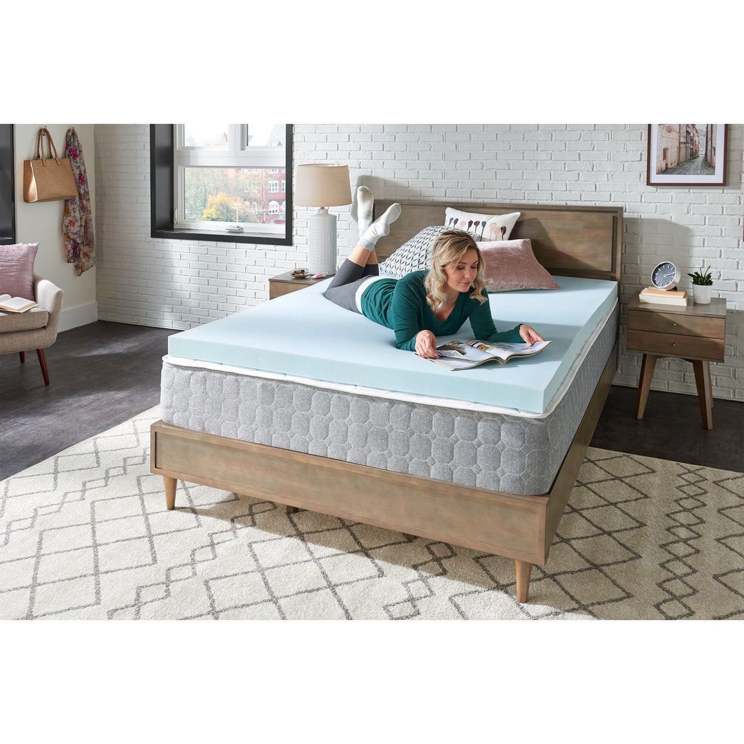 Sealy 3 in Blue Swirl TrueForm Memory Foam Gel Infused Mattress Topper(Open Box) - VMInnovations