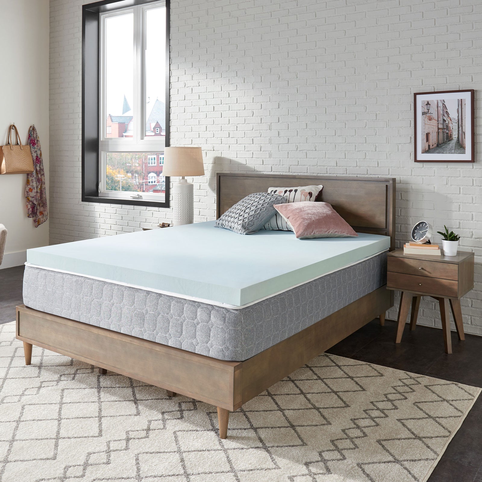 Blue Swirl 3in TrueForm Memory Foam Gel Infused Mattress Topper, Full (Open Box) - VMInnovations