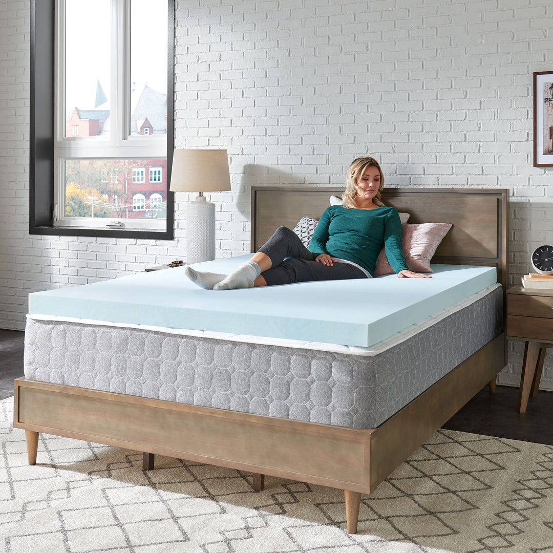 Sealy 3 Inch Blue Swirl TrueForm Memory Foam Gel Infused Mattress Topper, King