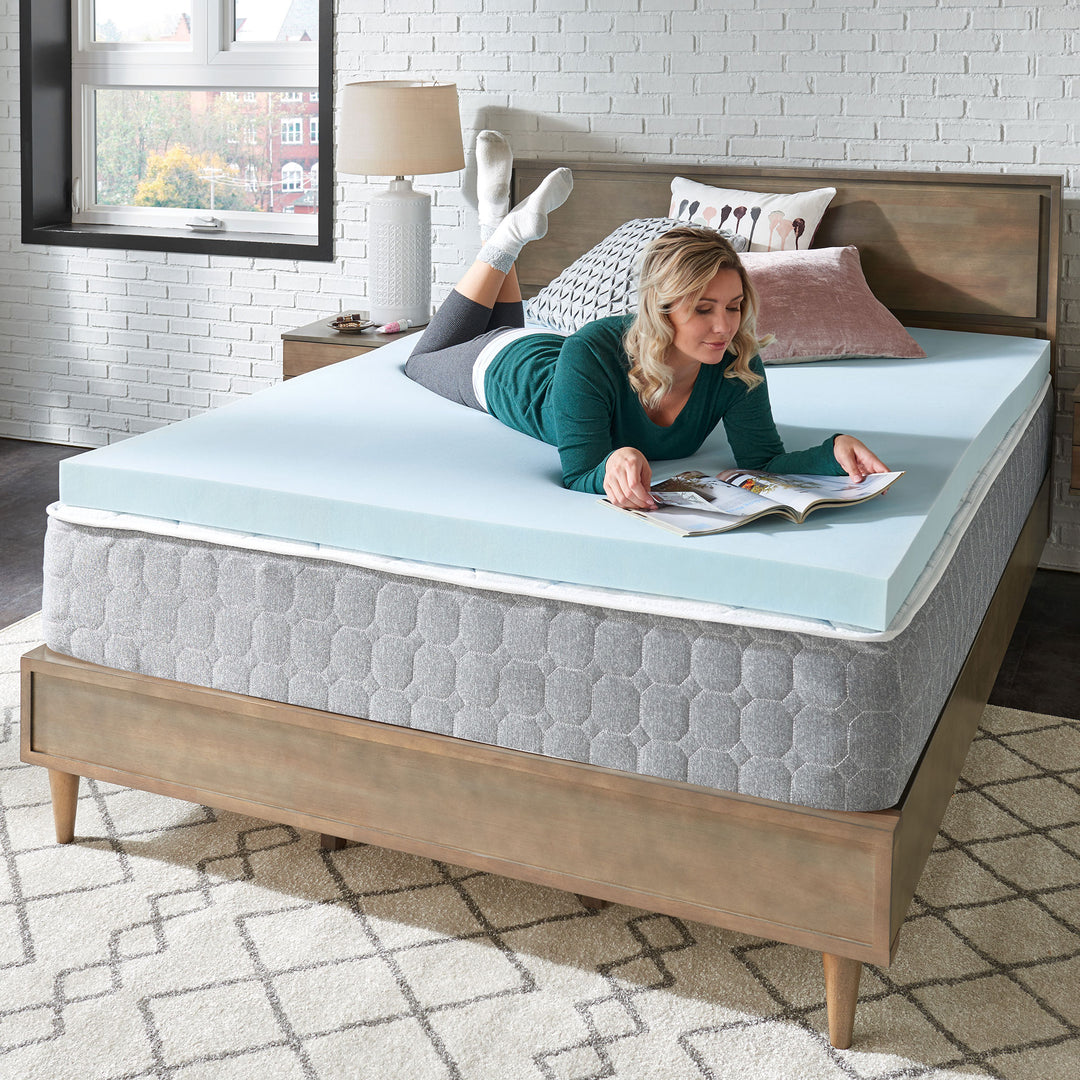 Sealy 3" Blue Swirl TrueForm Memory Foam Gel Infused Mattress Topper, Cali King