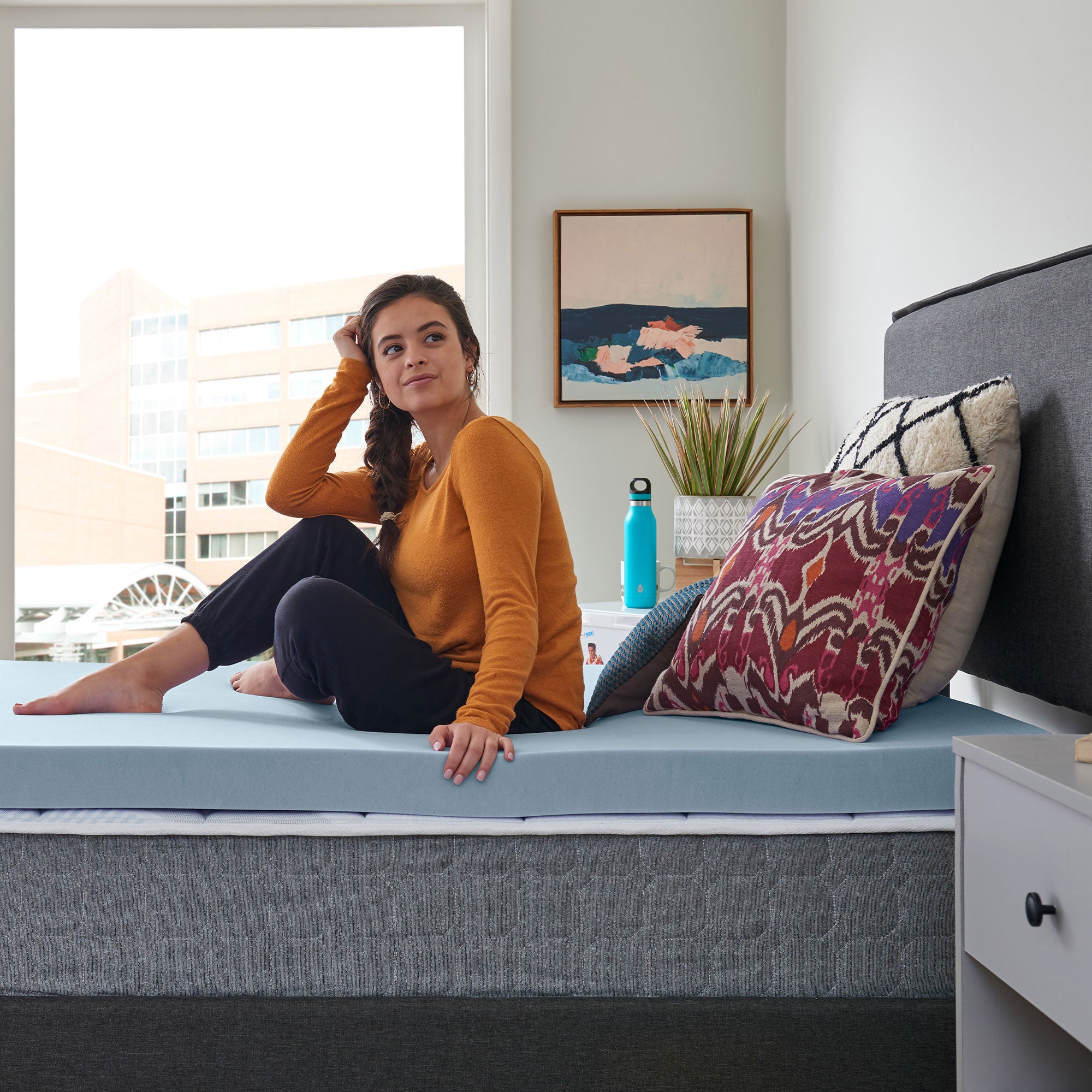 Blue Swirl 3in TrueForm Memory Foam Gel Infused Mattress Topper, Full (Open Box) - VMInnovations