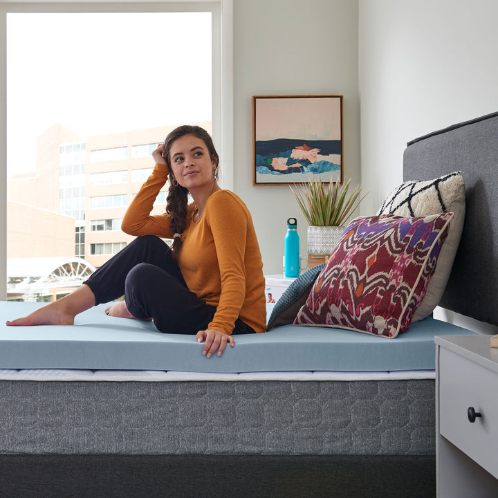 Sealy 3" Blue Swirl TrueForm Memory Foam Gel Infused Mattress Topper, Cali King