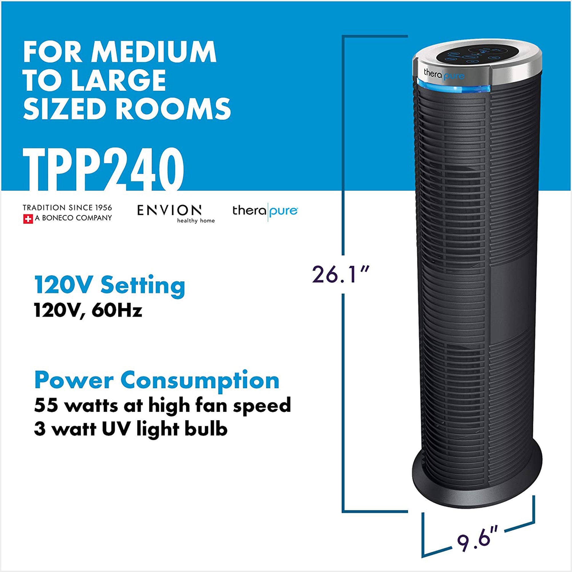 Boneco Envion Therapure Triple Air Purifier Tower, 343 Sq. Ft. Capacity (Used) - VMInnovations