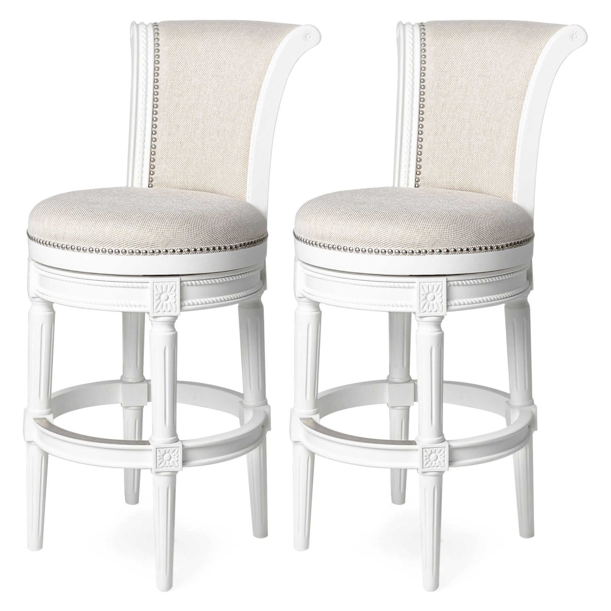 Maven Lane Pullman Swivel Stool Alabaster White, Bar Height (Used) (2 Pack) - VMInnovations