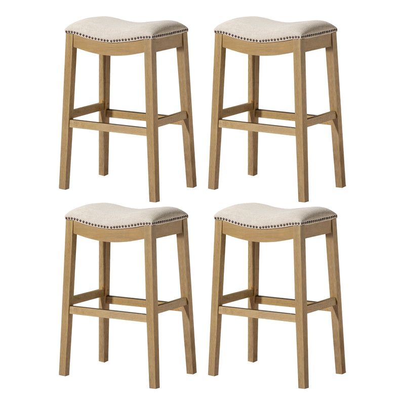 Maven Lane Adrien Saddle Bar Stool, Natural, Counter Height (Open Box) (4 Pack)