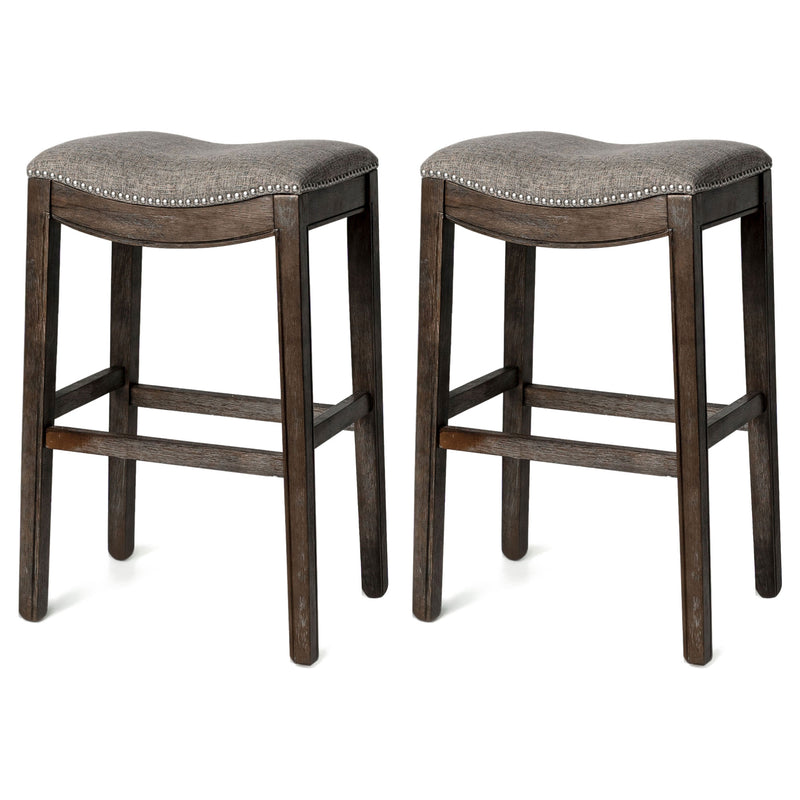 Saddle Bar Stool, 31" High Fabric Seat, Nailhead Trim (For Parts) (2 Pack)