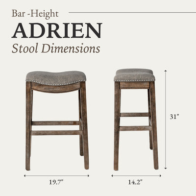 Maven Lane Adrien Saddle Backless Bar Height Stool, Weathered Grey(Used)(2 Pack) - VMInnovations