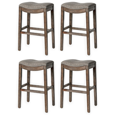 Maven Lane Adrien Saddle Bar Height Stool, Weathered Grey (Open Box) (4 Pack)